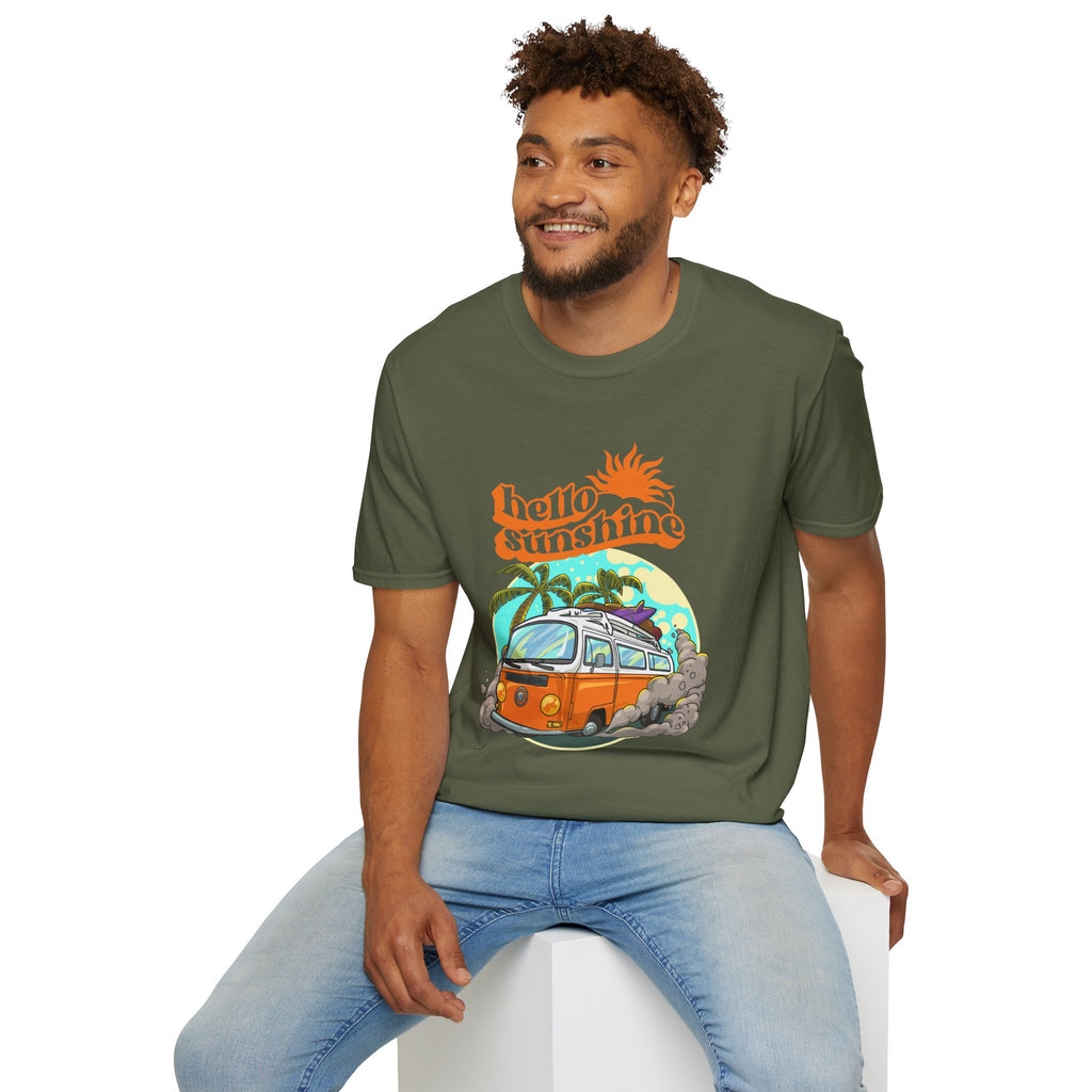 Hello Sunshine, Beach Van - Unisex Softstyle T-Shirt