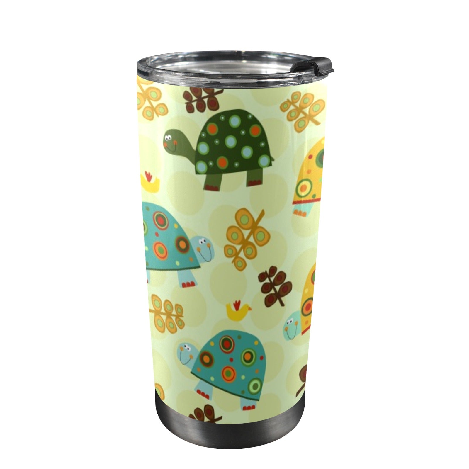 Retro Turtles - 20oz Mobile Tumbler with Lid (Black Lock) One Size 20oz Travel Mug Ocean Printed Offshore