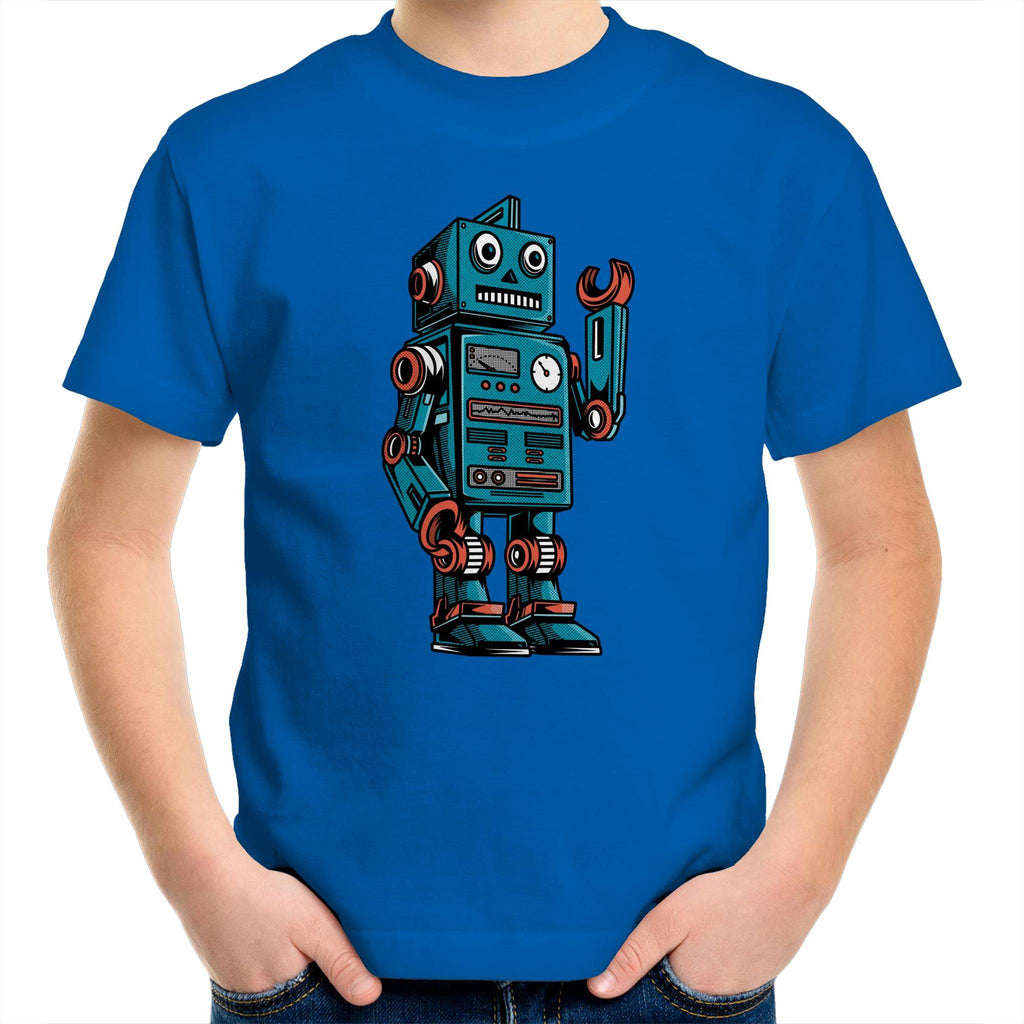 Robot - Kids Youth T-Shirt Bright Royal Kids Youth T-shirt Printed In Australia Sci Fi Tech
