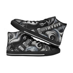 Guitar Black Swirl - Men's High Top Canvas Shoes