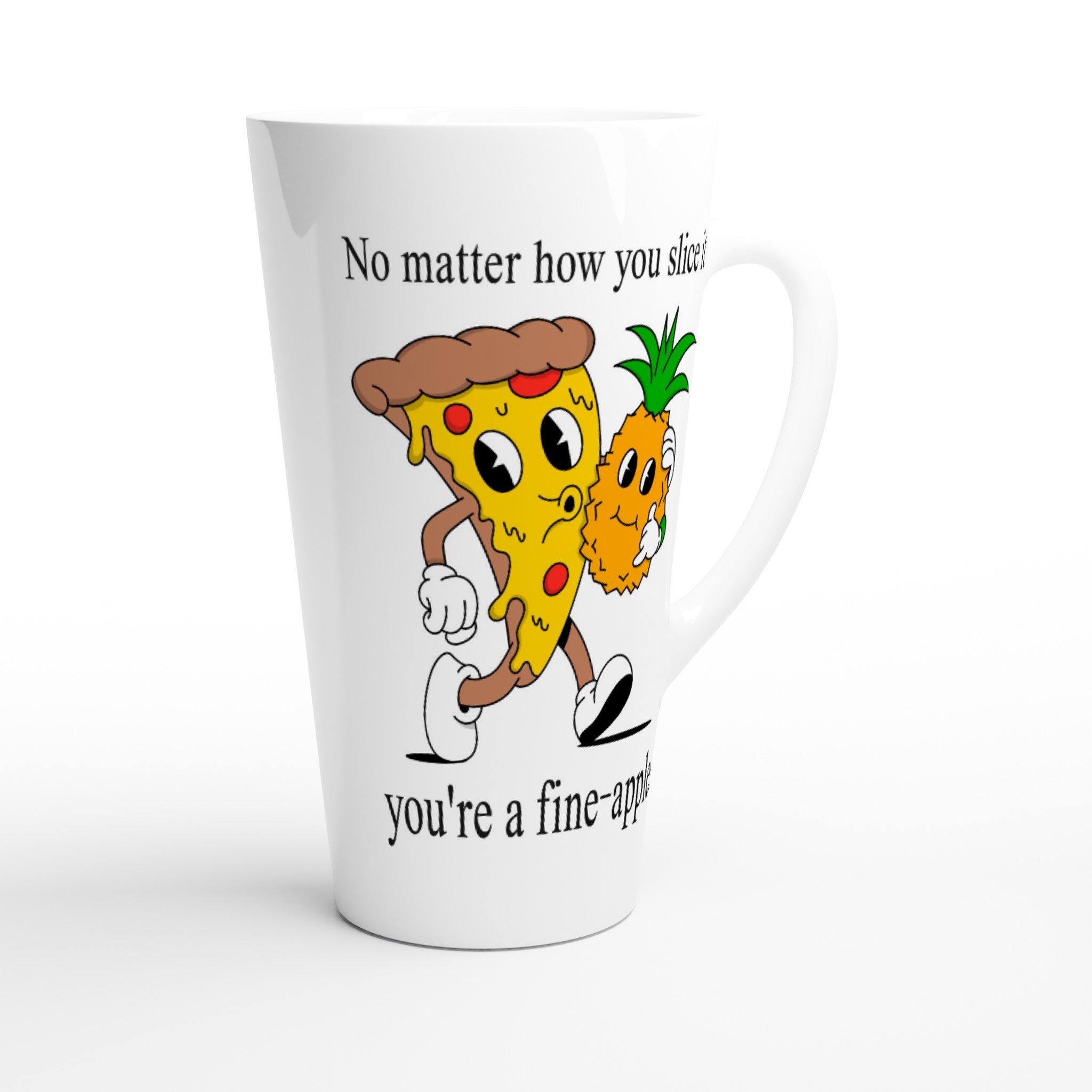Pineapple Pizza, Fine-apple - White Latte 17oz Ceramic Mug Latte Mug food Globally Fulfilled