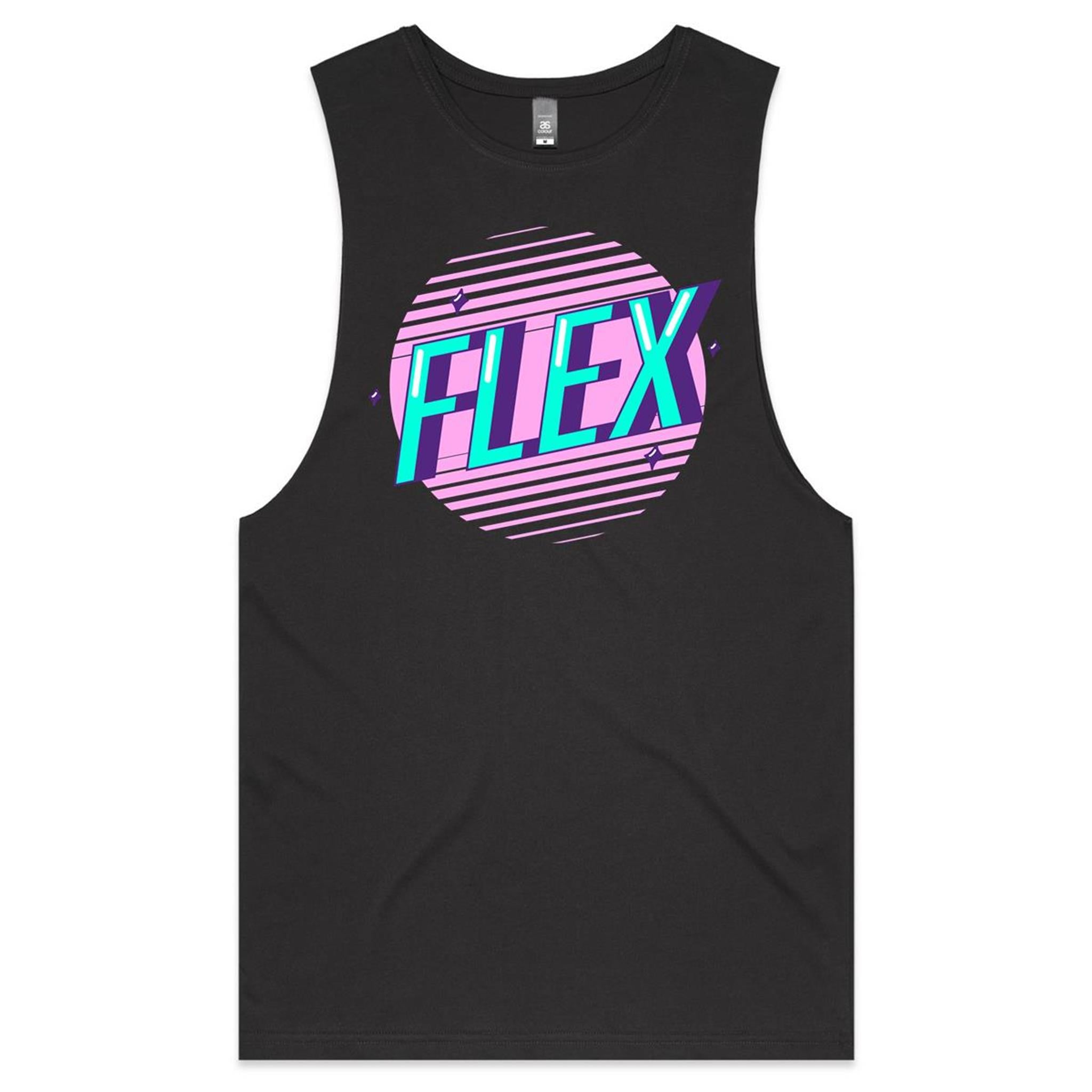 Flex - Tank Top Tee Coal Drop Arm Tank Top Fitness Printed In Australia