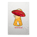 Here For The Cats, UFO - AS Colour Tea Towel White One Size Tea Towel animal Printed In Australia Sci Fi