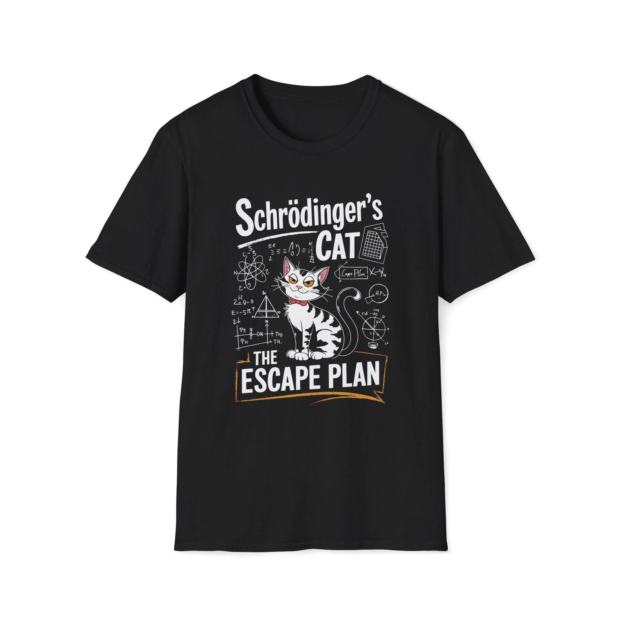 Schrödinger's Cat Escape Plan UnisexT-Shirt Black Unisex Adult T-shirt animal Globally Fulfilled Science
