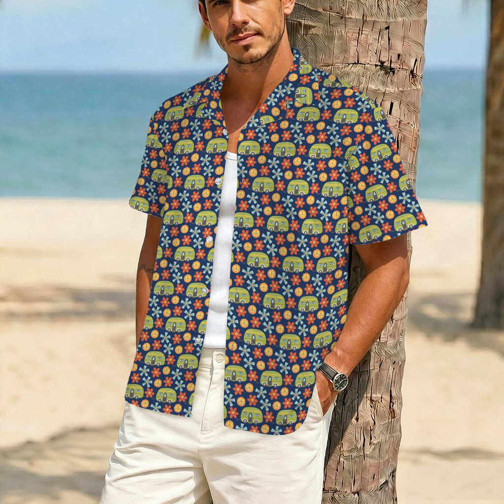 Hippie Caravan Men's Crinkle Hawaiian Shirt