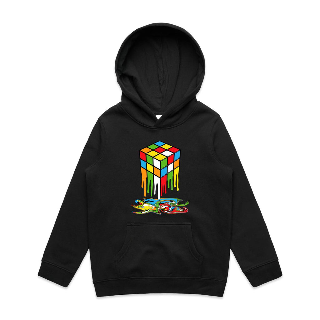 Melting Cube - Kids Hoodie Black Kids Hoodie Printed In Australia