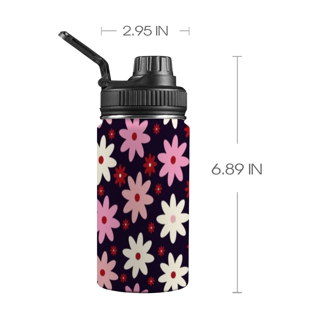 Pink Daisy - Kids Water Bottle with Chug Lid (12 oz)