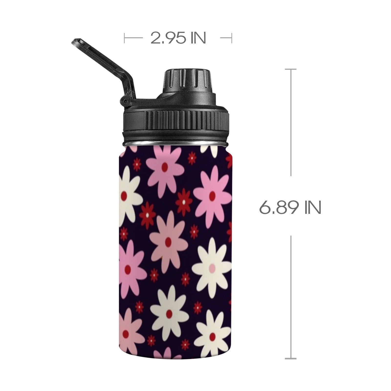 Pink Daisy - Kids Water Bottle with Chug Lid (12 oz)
