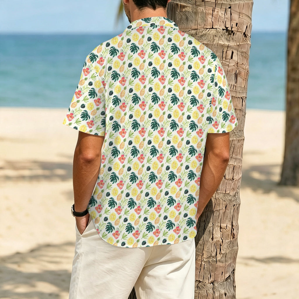 Pineapple Tropical Men's Crinkle Hawaiian Shirt