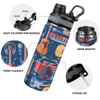 Music Instruments Blue - Insulated Water Bottle with Dual-Use Lid (18oz) Insulated Water Bottle with Dual-Use Lid (18oz) Music Printed Offshore