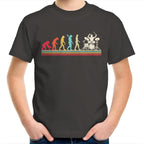 Drummer Evolution - Kids Youth T-Shirt Charcoal Kids Youth T-shirt Music Printed In Australia