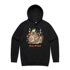 Stay Weird, Guitar Playing Frog On A Snail Men's AS Colour Hoodie Black Mens Hoodie animal Music Printed In Australia