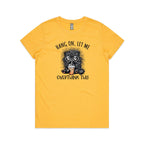 Frazzled Cat, Hang On, Let Me Overthink This Women's AS Colour T-shirt Yellow Womens T-shirt animal Printed In Australia