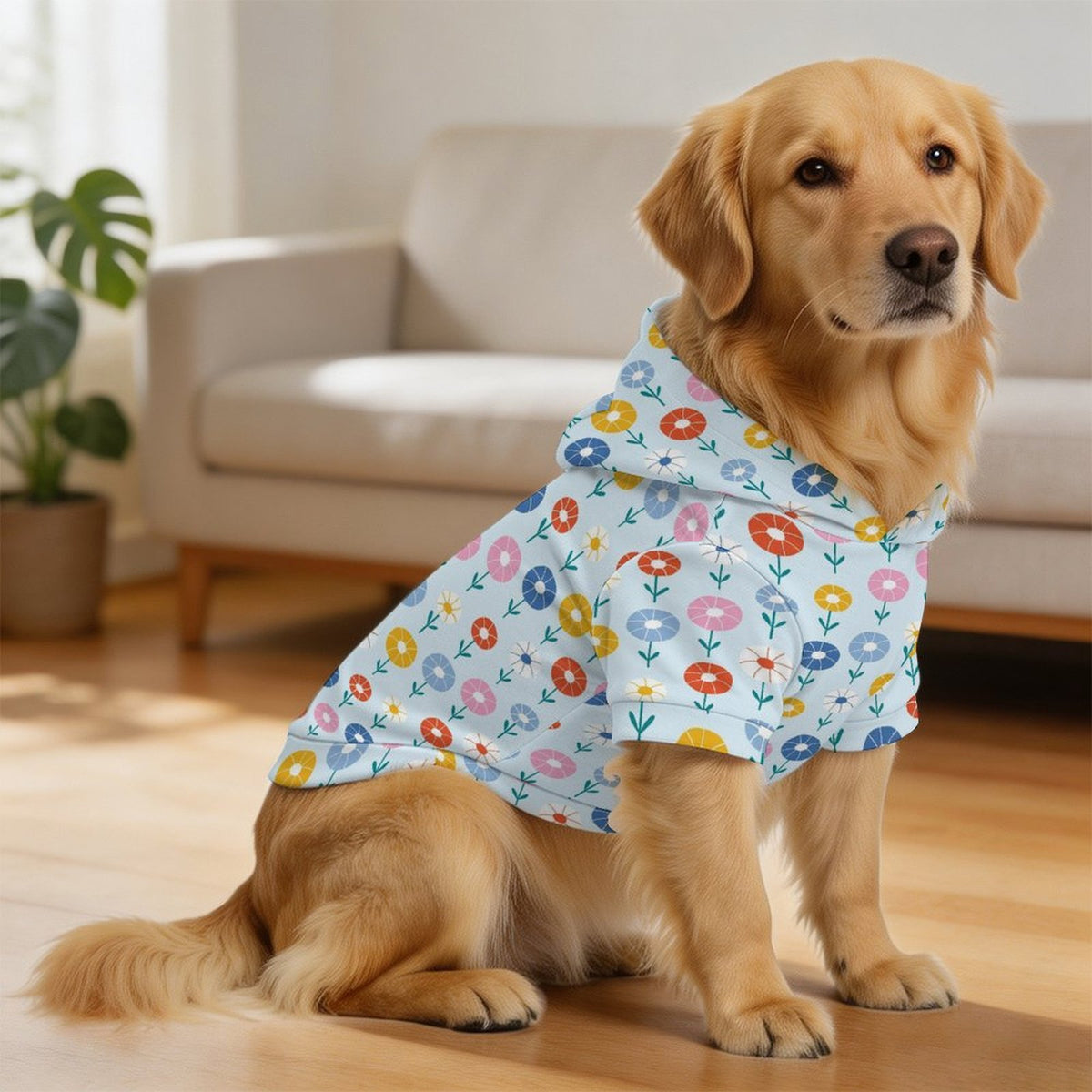 Abstract Cute Flowers Pet Hoodie (Large Size)