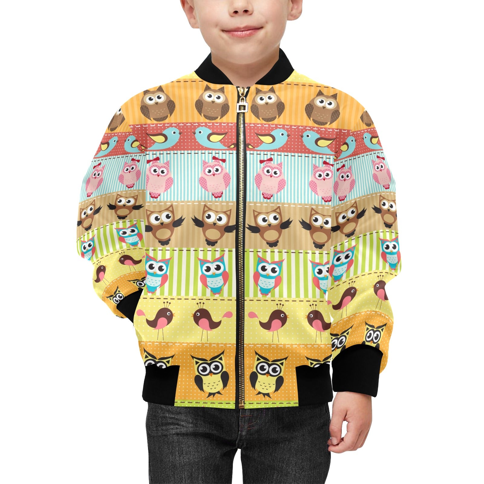 Cartoon Birds Kids Bomber Jacket Kids Bomber Jacket animal Birds Printed Offshore