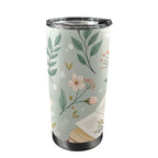Books And Flowers In Green - 20oz Mobile Tumbler with Lid (Black Lock) One Size 20oz Travel Mug Printed Offshore Reading