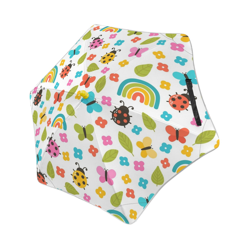 Ladybugs And Rainbows Kids Safe Round Corner Umbrella One Size Kids Safe Round Corner Umbrella animal Printed Offshore