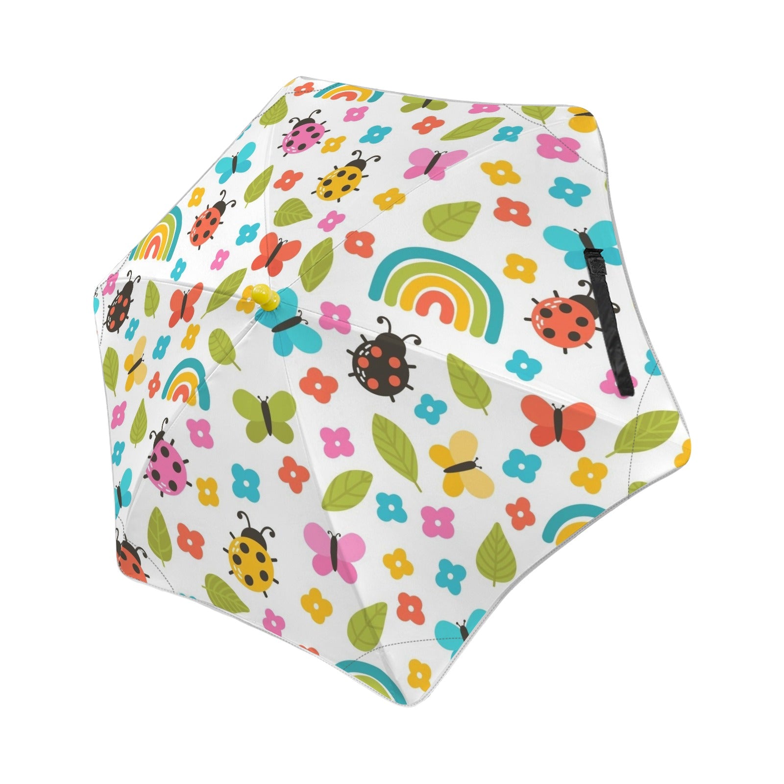 Ladybugs And Rainbows Kids Safe Round Corner Umbrella One Size Kids Safe Round Corner Umbrella animal Printed Offshore