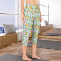 Tropical Flowers And Leaves - Women's High Waist Pocket Capri Yoga Leggings