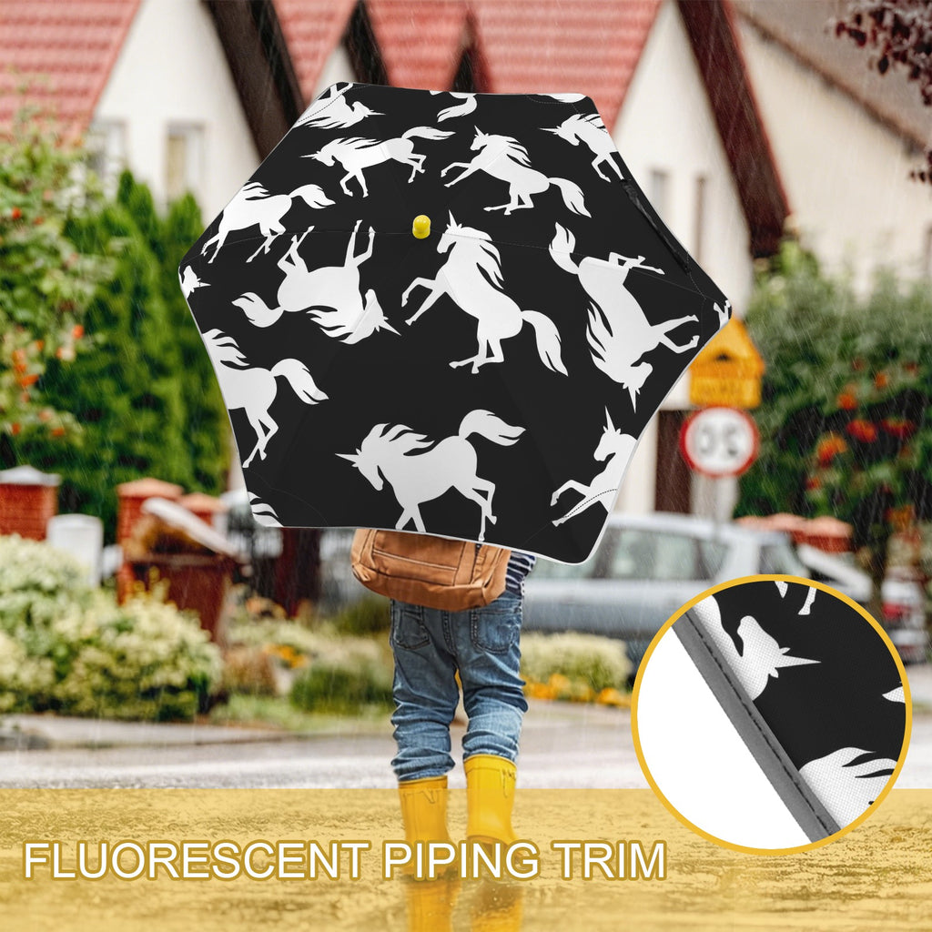 Black And White Unicorn Kids Safe Round Corner Umbrella Kids Safe Round Corner Umbrella animal Printed Offshore