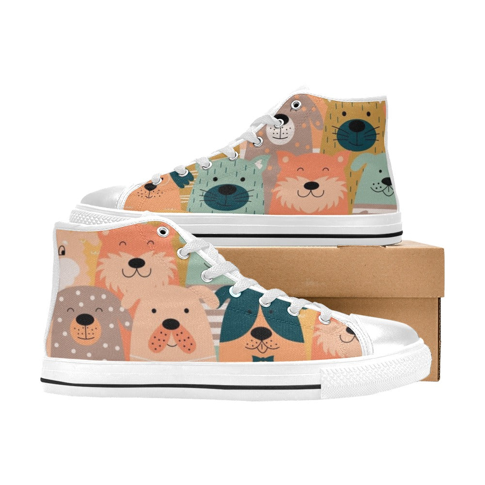 Lots Of Dogs - Kids High Top Canvas Shoes