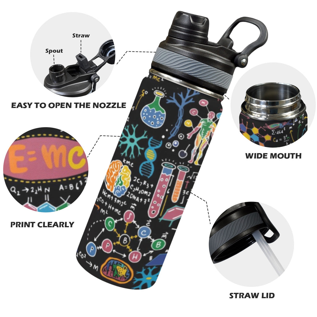 Science Time Blackboard - Insulated Water Bottle with Dual-Use Lid (18oz) Insulated Water Bottle with Dual-Use Lid (18oz) Printed Offshore Science