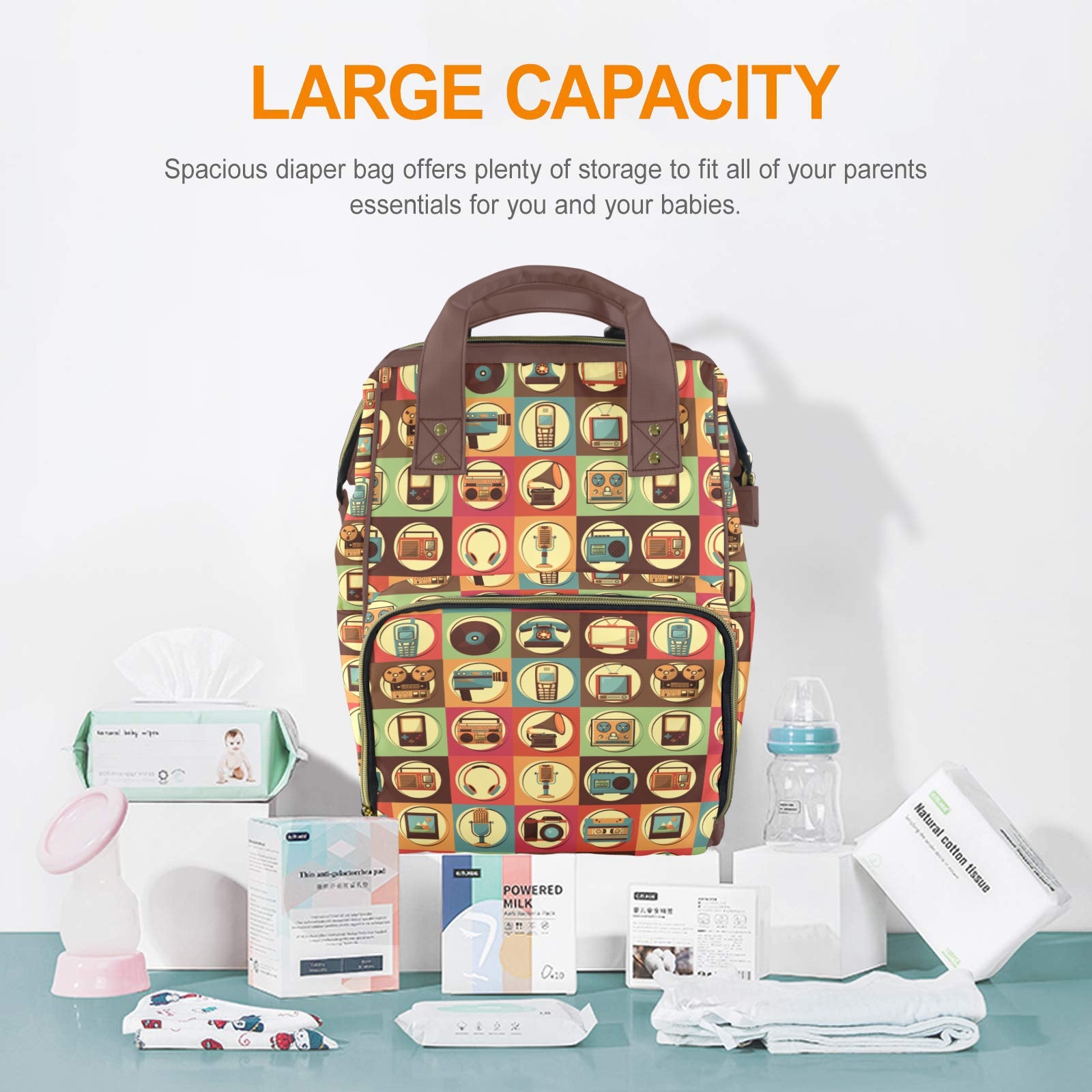 Retro Life - Multi-Function Backpack, Nappy / Diaper Bag
