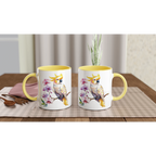 Personalise - Cockatoo, Australian Birds - White 11oz Ceramic Mug with Colour Inside Personalised 11oz Mug animal Globally Fulfilled