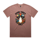 Good Vibes Only, Hippie Mushroom AS Colour Heavy Faded Tee Unisex Faded pink Heavy Faded T-shirt Positivity Printed In Australia