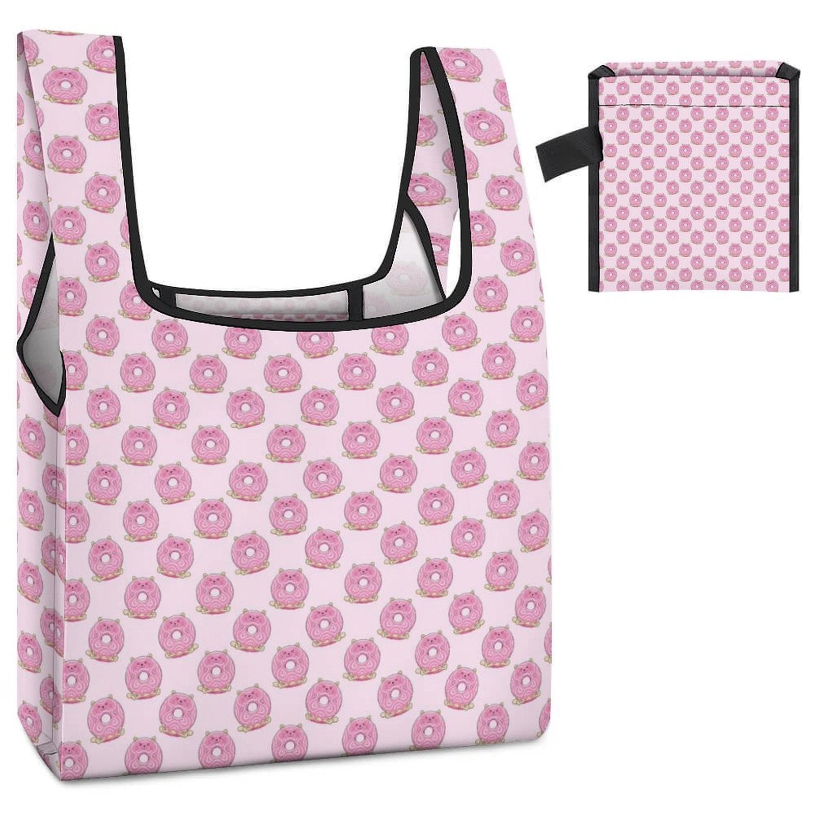 Pink Cat Doughnuts Foldable Shopping Bag