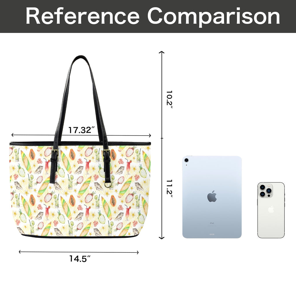 Tropical Surf PU Leather Tote Bag Large Leather Tote Bag-Large Printed Offshore Surf