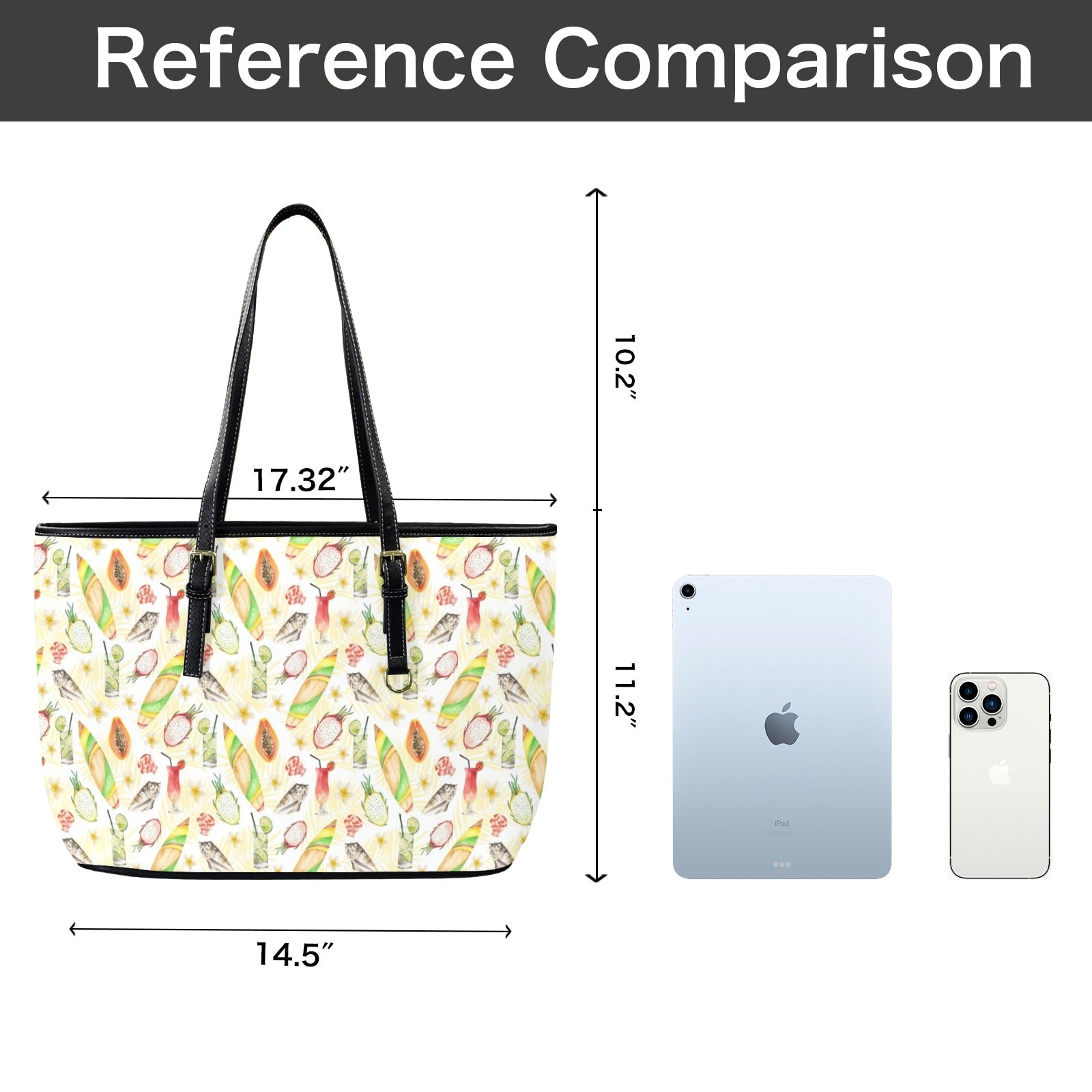 Tropical Surf PU Leather Tote Bag Large Leather Tote Bag-Large Printed Offshore Surf