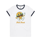 Fast Food - Women's Ringer Tee White Navy Womens Ringer T-shirt Food Printed In Australia