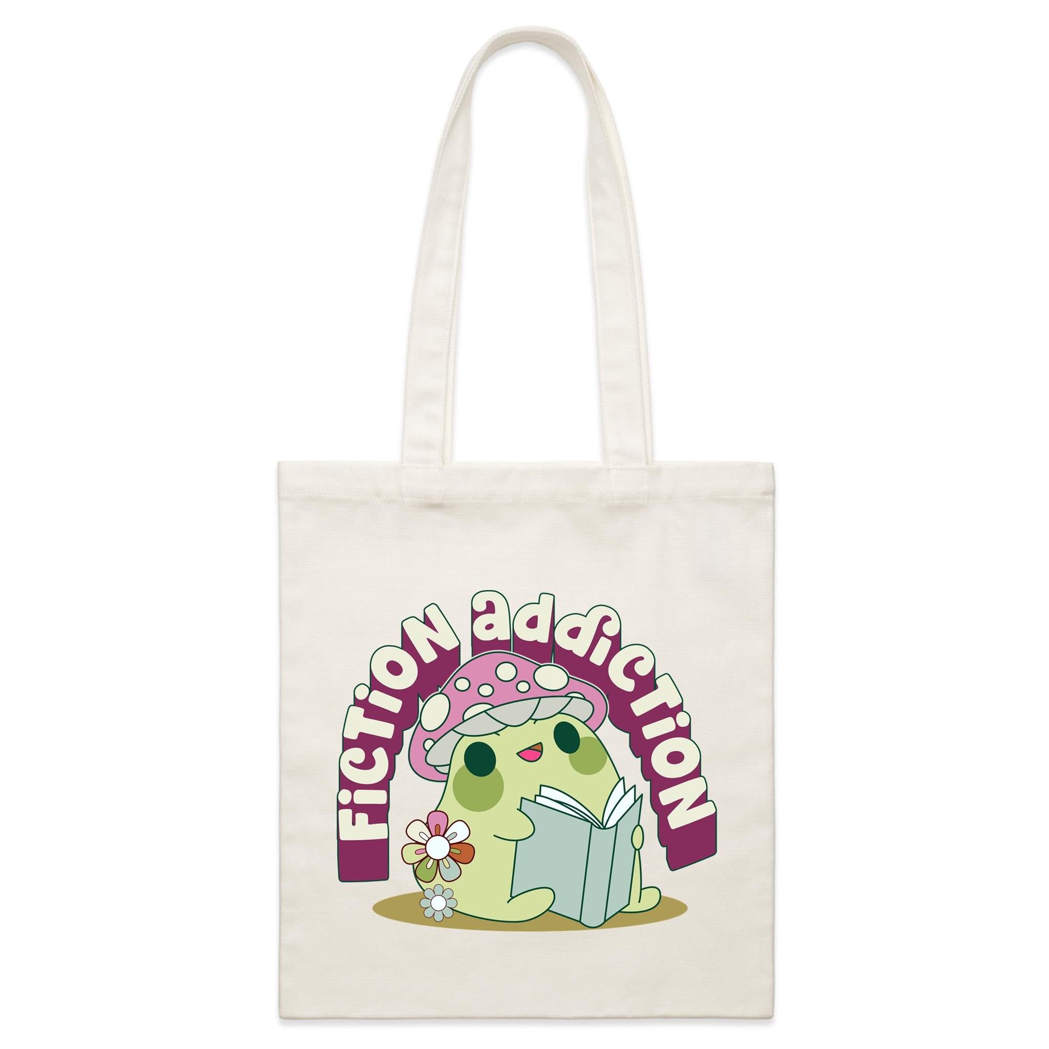 Fiction Addiction - Parcel Canvas Tote Bag Default Title Small Tote Bag Printed In Australia Reading