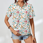 Ukulele Women's Collared Pocketless Short Sleeve Shirt
