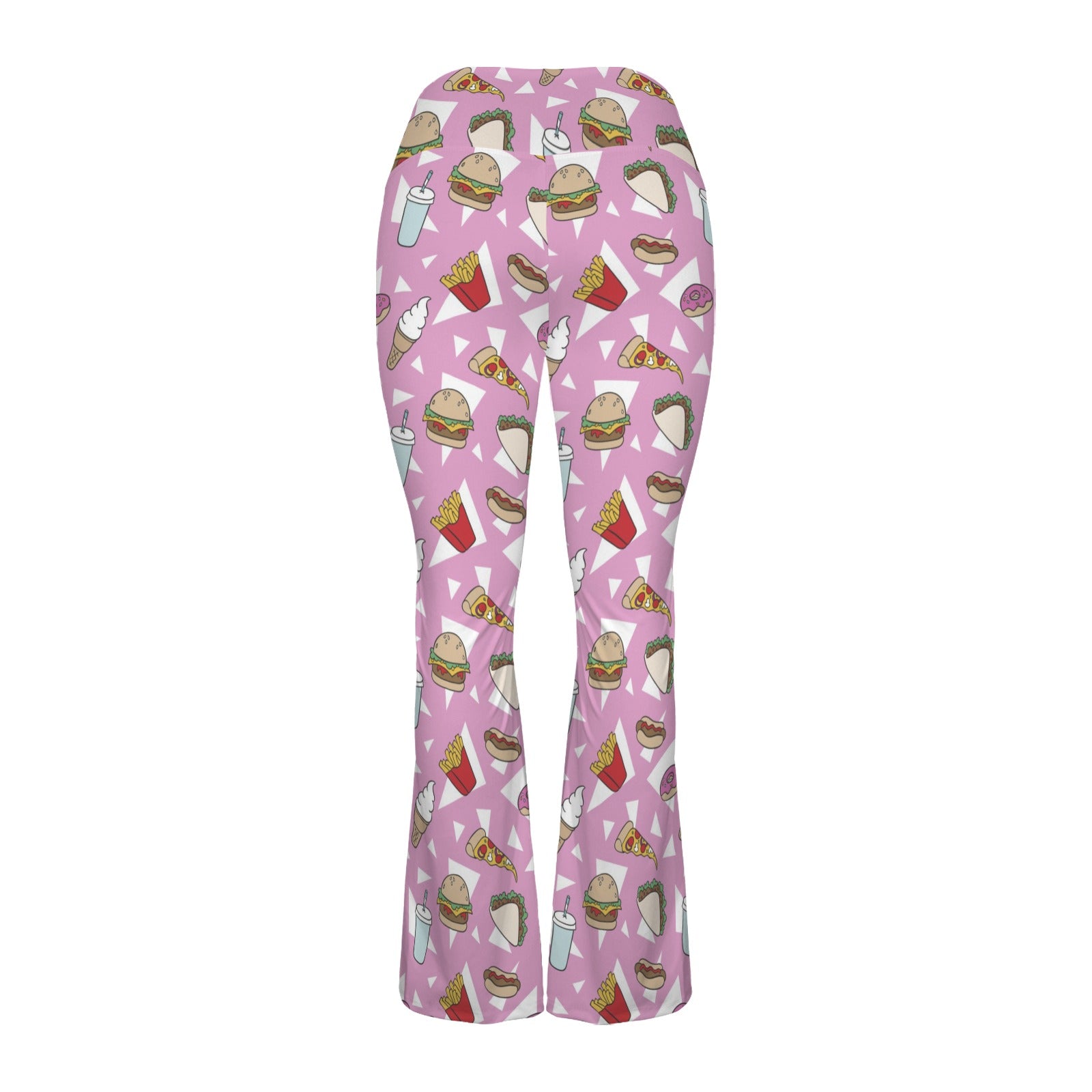 Fast Food High Waist Crossover Tummy Control Flare Leggings High Waist Flare Leggings Food Printed Offshore