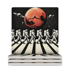 Astronauts Crossing Road - Ceramic Coasters (Square) white Ceramic Coasters Printed Offshore Space