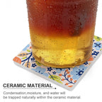Floral Abstract - Ceramic Coasters (Square) Ceramic Coasters Plants Printed Offshore