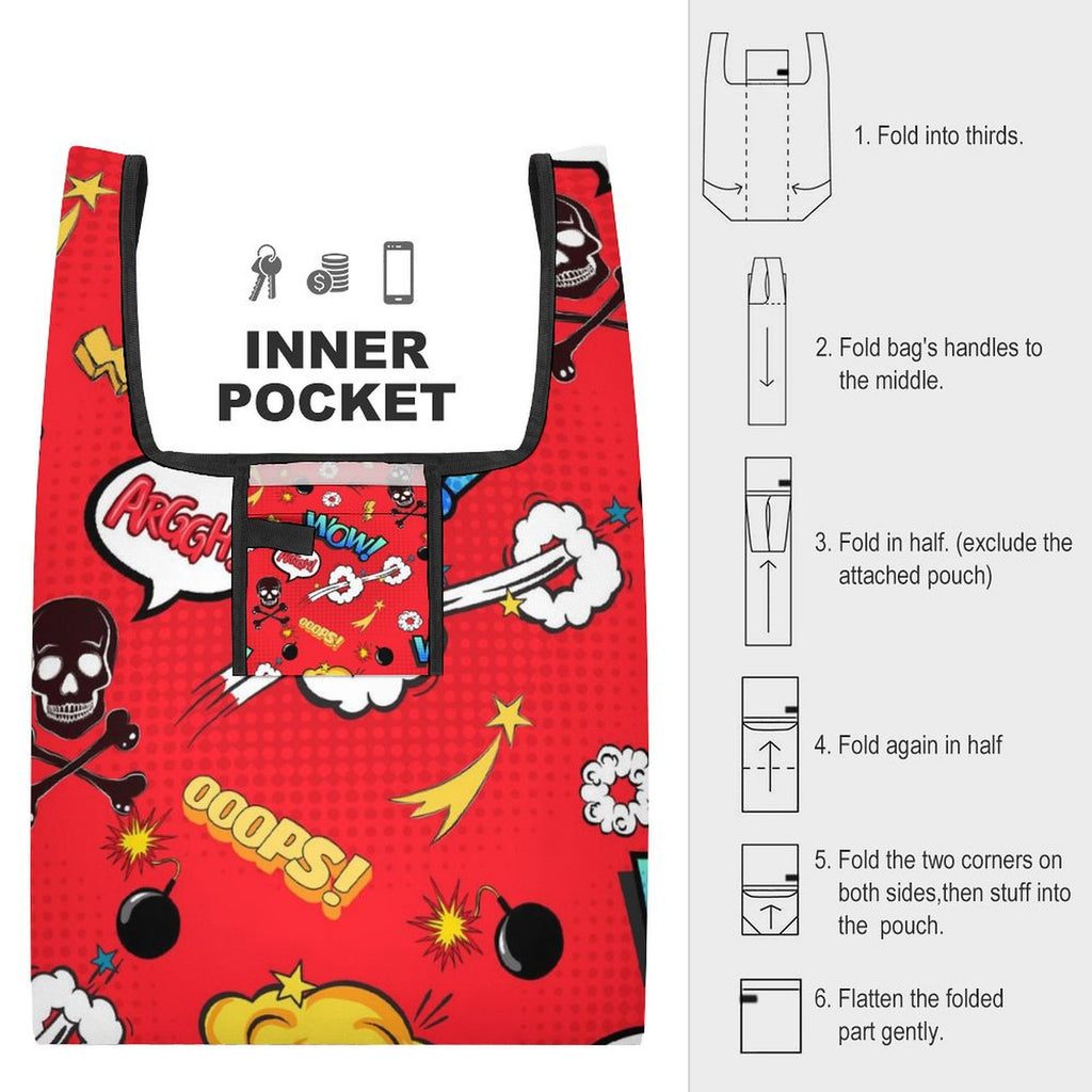 Comic Book Red - Collapsible Shopping Bag
