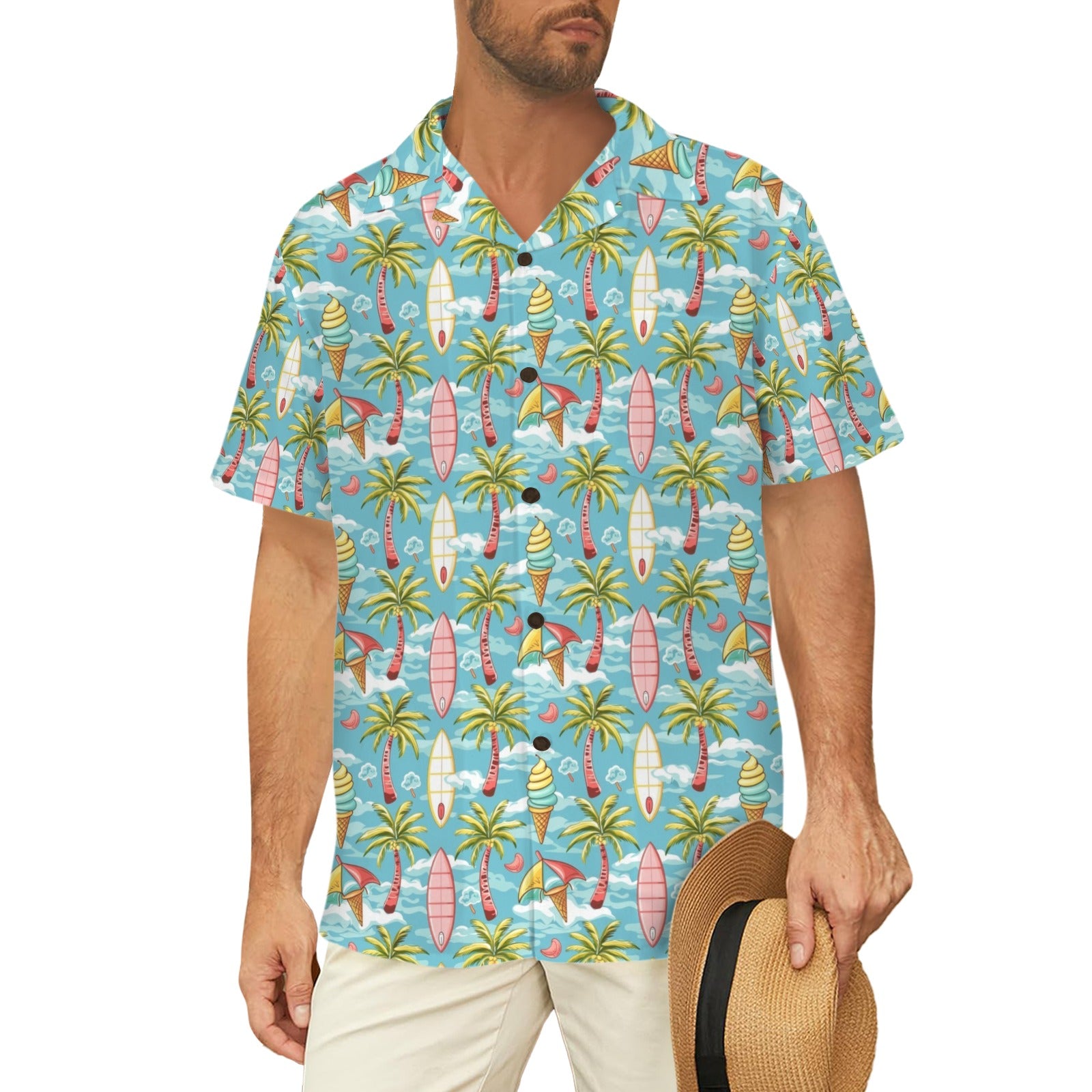 Summer Surf - Men's Short Sleeve Hawaiian Shirt Men's Hawaiian Shirt (New) Printed Offshore Surf