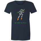 Alien Invasion, We Come In Peace - Womens T-shirt Navy Womens T-shirt Printed In Australia Sci Fi