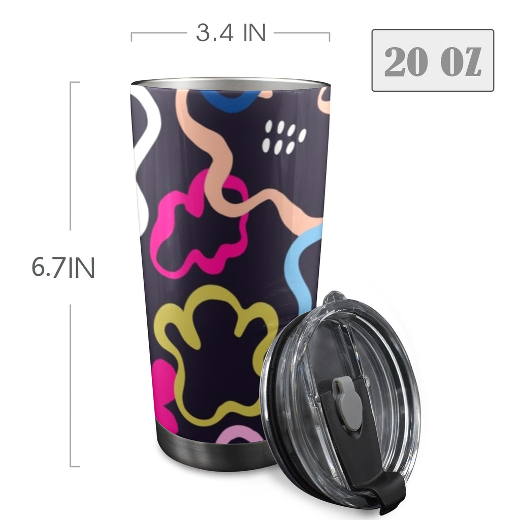 Floral In The Abstract - 20oz Mobile Tumbler with Lid (Black Lock)