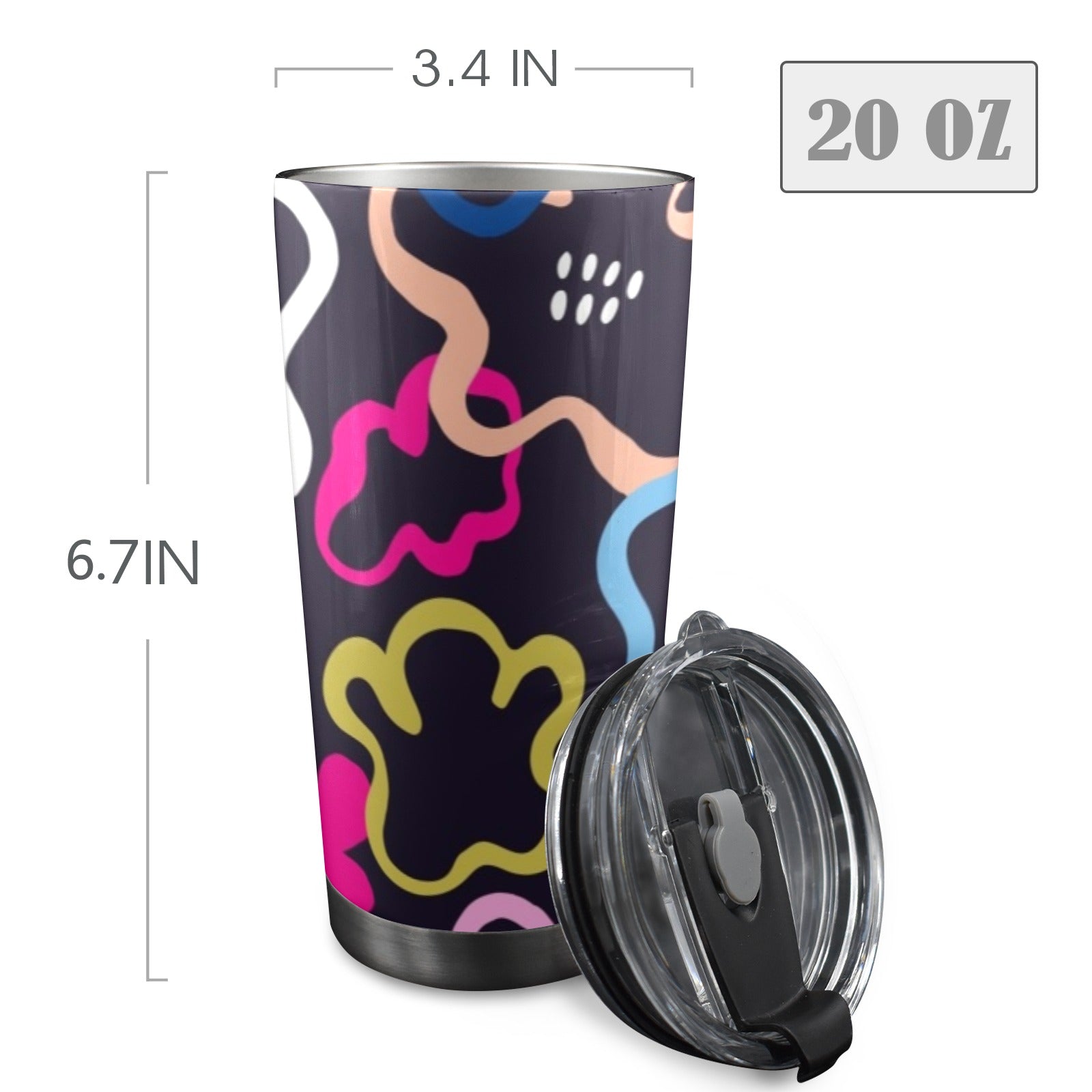 Floral In The Abstract - 20oz Mobile Tumbler with Lid (Black Lock)