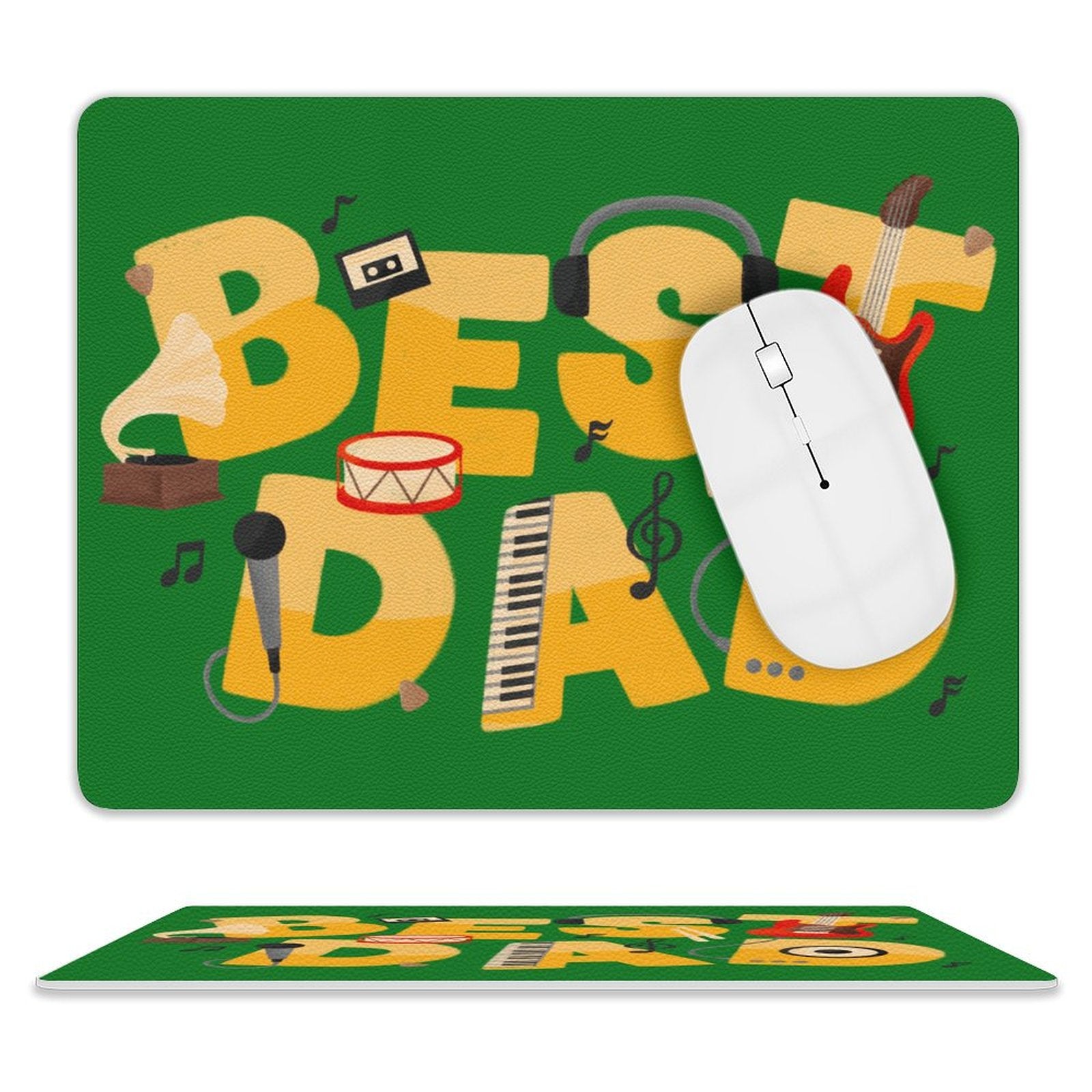 Best Dad - Leather Mouse Pad white One size Leather Mouse Pad Dad Printed Offshore
