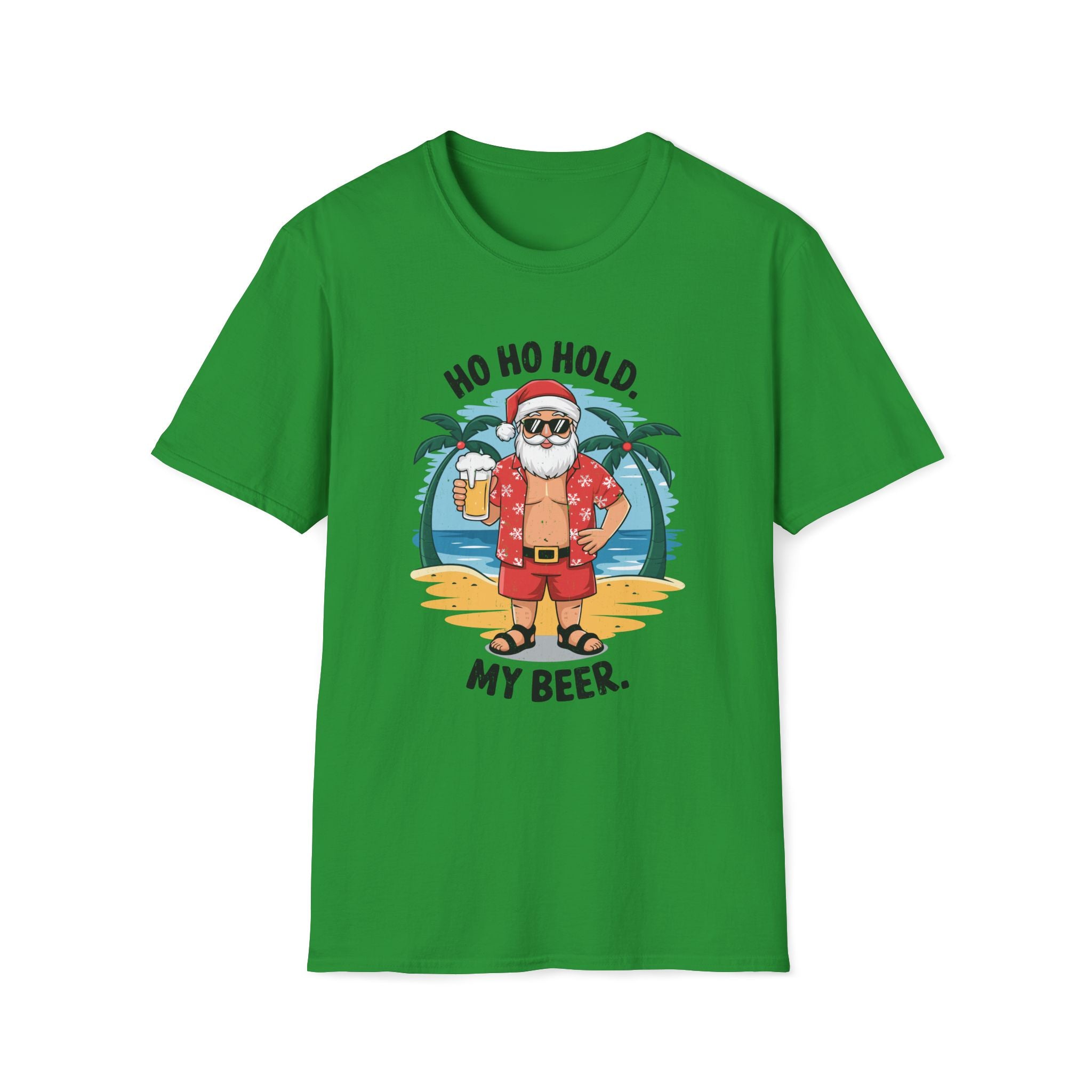 Summer Santa, Ho Ho Hold My Beer - Unisex Softstyle T-Shirt