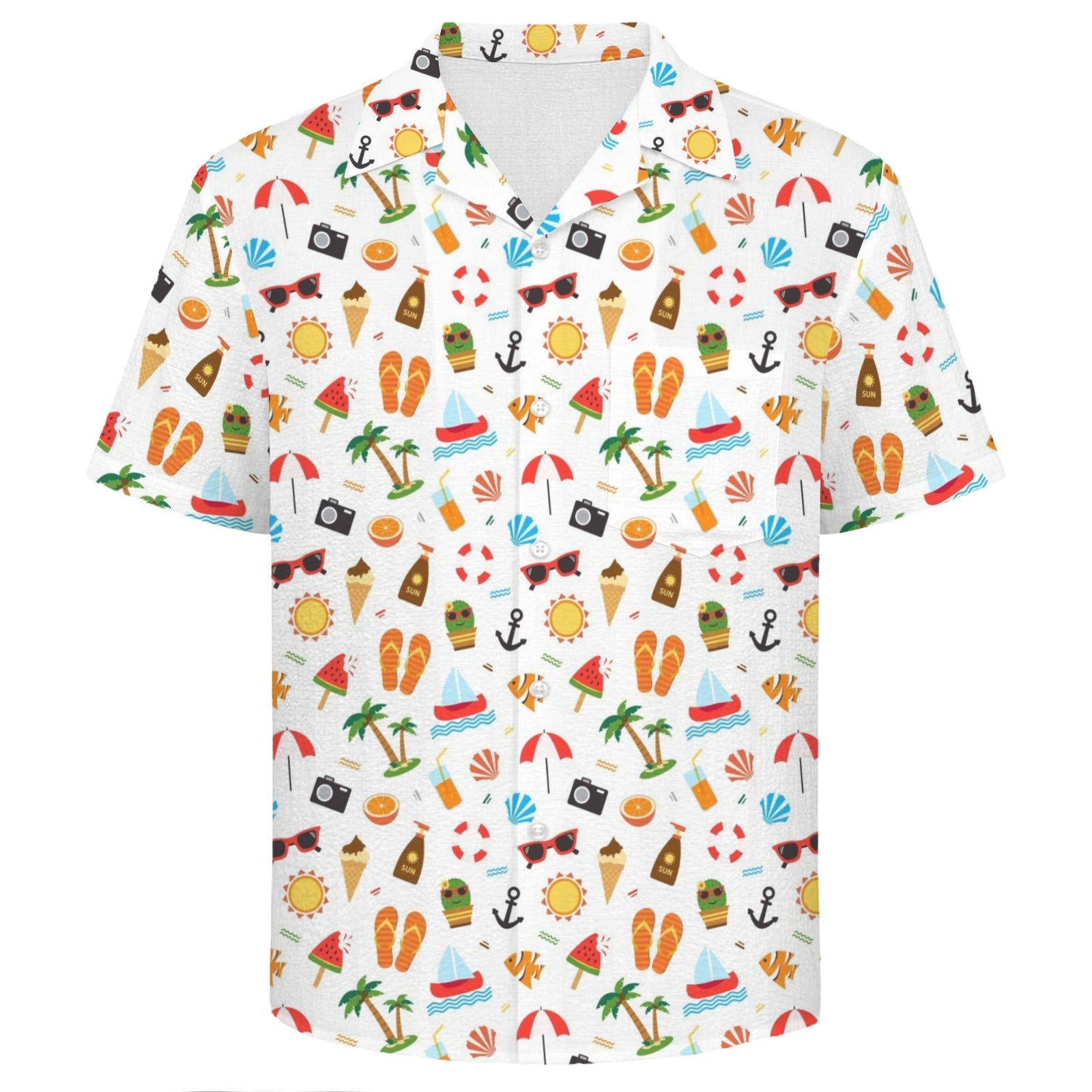 Beach Time Men's Crinkle Hawaiian Shirt