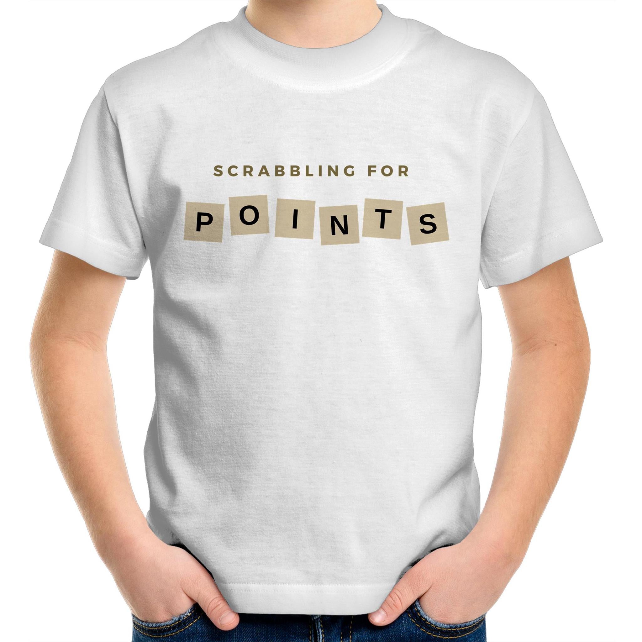 Scrabbling For Points - Kids Youth T-Shirt White Kids Youth T-shirt Games Printed In Australia