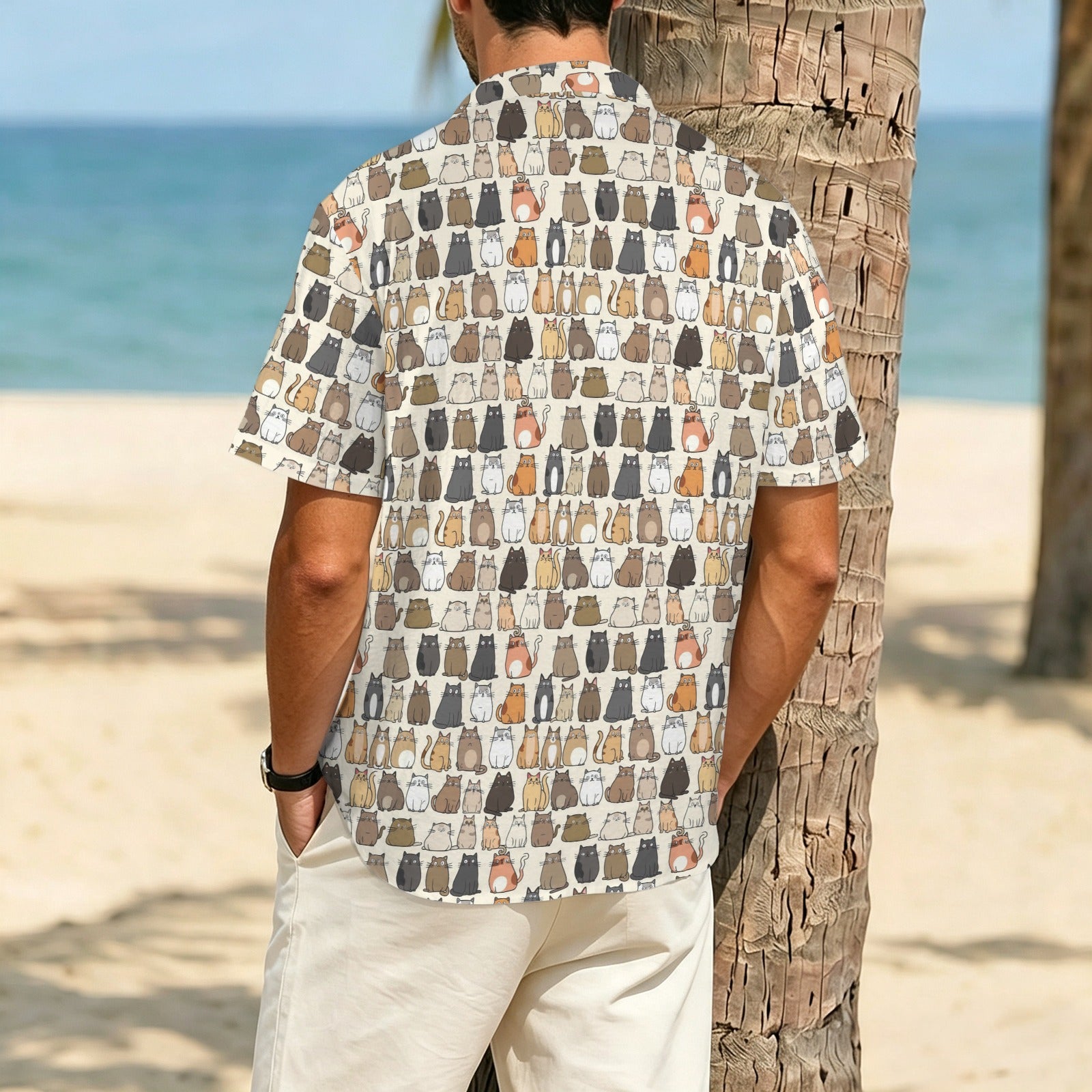 Lots Of Cats Men's Crinkle Hawaiian Shirt