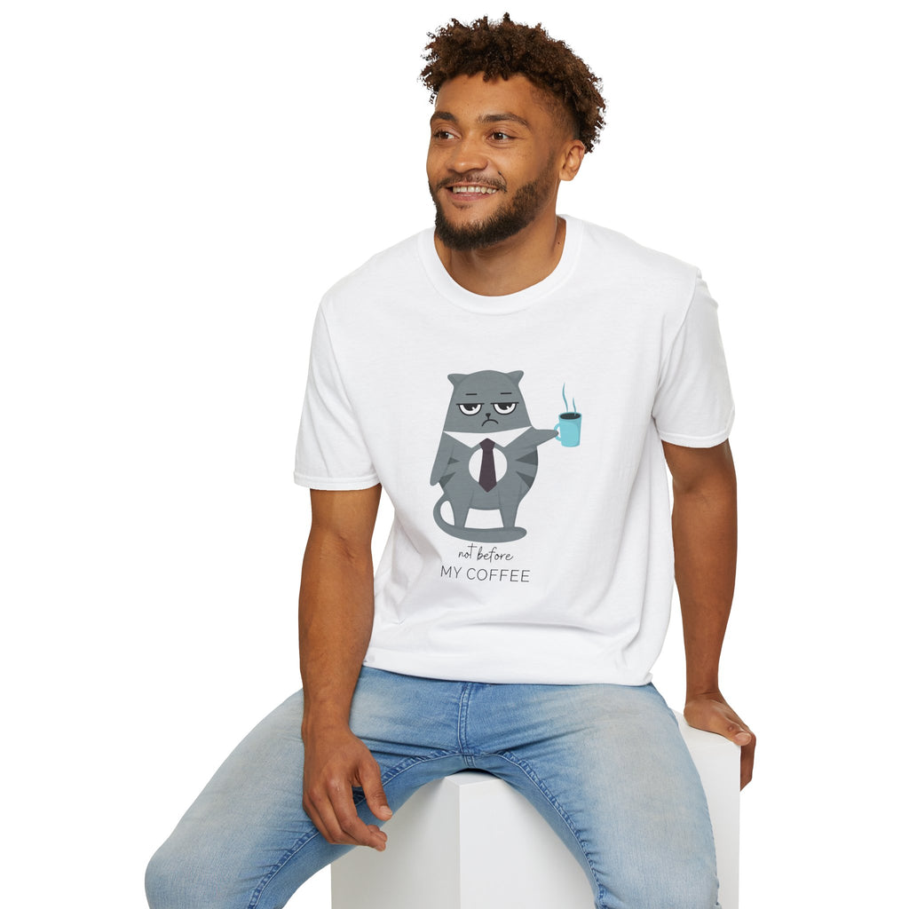 Not Before My Coffee, Cat - Unisex Softstyle T-Shirt