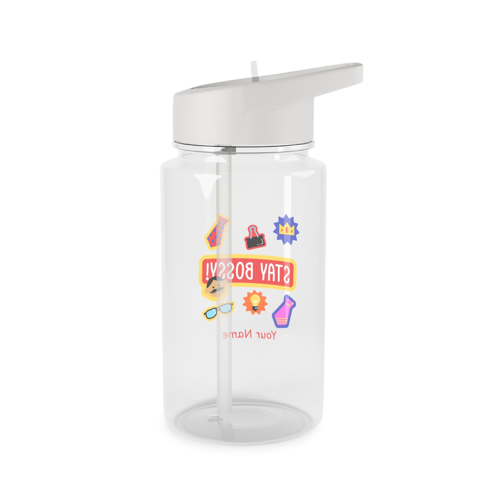 Personalised - Stay Bossy - Clear Tritan Water Bottle